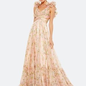 Mac-Duggal Ruffle Tiered Floral Cut-Out Chiffon Gown (2021)
